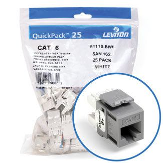 Leviton Extreme CAT6 QuickPort Connector Quickpack 25-Pack Gray (61110-BG6)