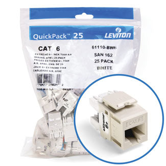 Leviton Extreme CAT6 QuickPort Connector Quickpack 25-Pack Light Almond (61110-BT6)