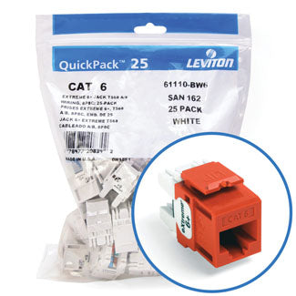 Leviton Extreme CAT6 QuickPort Connector Quickpack 25-Pack Orange (61110-BO6)