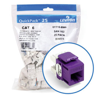 Leviton Extreme CAT6 QuickPort Connector Quickpack 25-Pack Purple (61110-BP6)