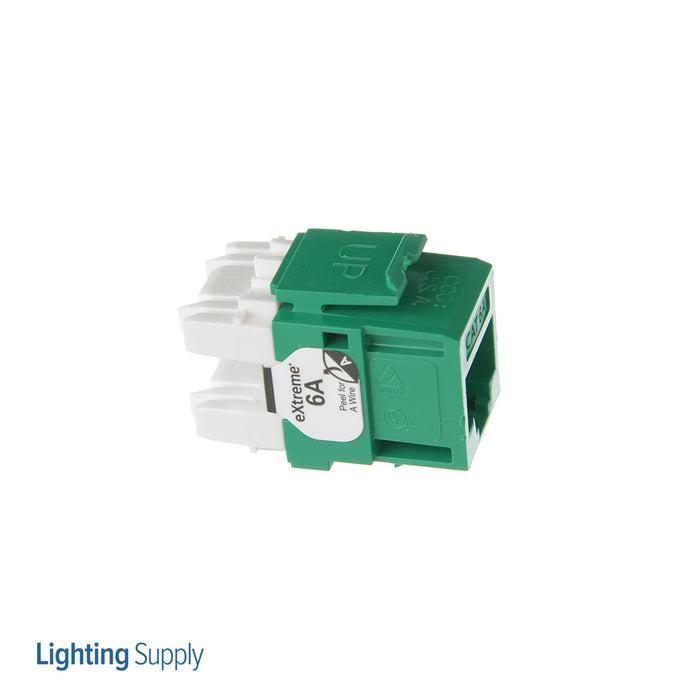 Leviton Extreme CAT6a QuickPort Connector Channel-Rated Green (6110G-RV6)