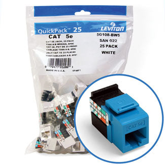 Leviton GigaMax CAT5e QuickPort Connector Quickpack 25-Pack Blue (5G108-BL5)