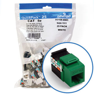 Leviton GigaMax CAT5e QuickPort Connector Quickpack 25-Pack Green (5G108-BV5)