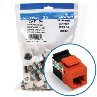 Leviton GigaMax CAT5e QuickPort Connector Quickpack 25-Pack Orange (5G108-BO5)