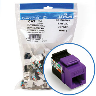 Leviton GigaMax CAT5e QuickPort Connector Quickpack 25-Pack Purple (5G108-BP5)