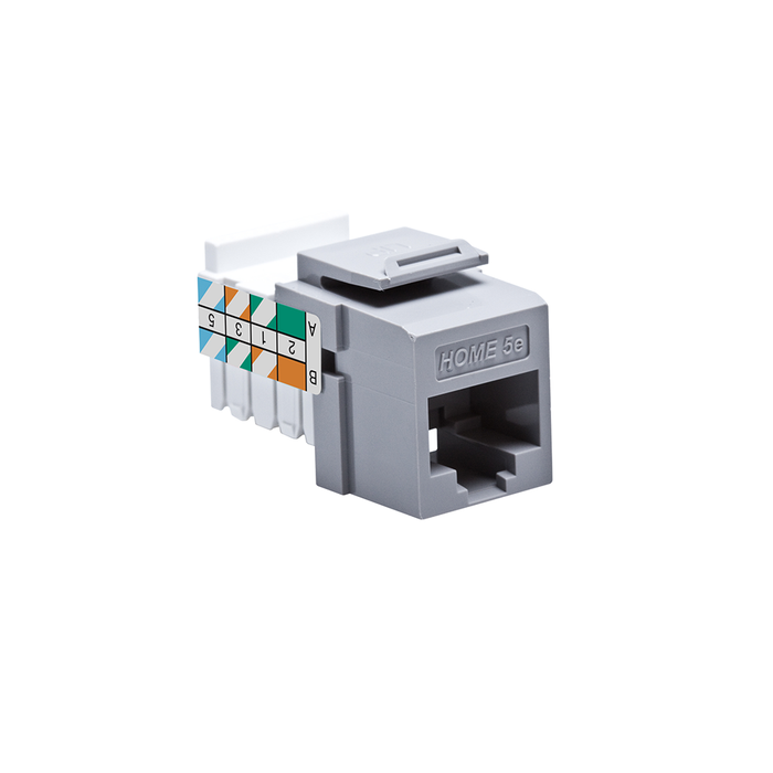 Leviton Home 5E Snap-In Jack T568A/B Wiring Grey The Home 5E Connector Provides Network Connections For CAT5e UTP Structured Cabling Systems (5EHOM-RG5)