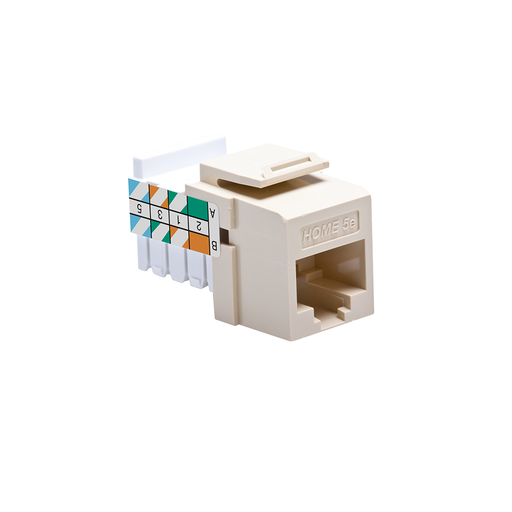 Leviton Home 5E Snap-In Jack T568A/B Wiring Ivory The Home 5E Connector Provides Network Connections For CAT5e UTP Structured Cabling Systems (5EHOM-RI5)