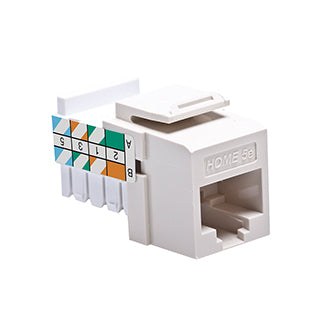 Leviton Home 5E Snap-In Jack T568A/B Wiring Light Almond The Home 5E Connector Provides Network Connections For CAT5e UTP Structured Cabling Systems (5EHOM-RT5)