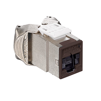 Leviton Atlas-X1 CAT5e Shielded QuickPort Connector With Shutters Brown (5ESJK-SB5)