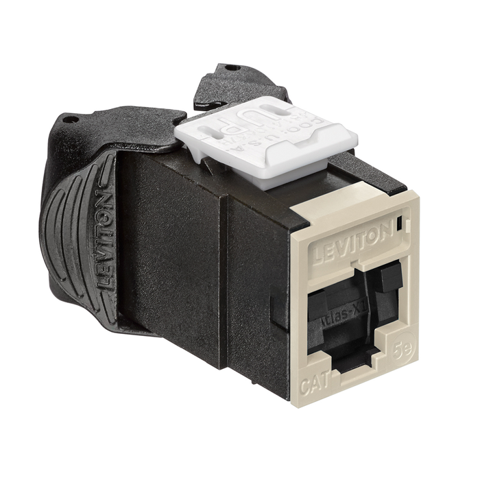 Leviton Atlas-X1 CAT5e UTP QuickPort Connector With Shutters Ivory (5EUJK-SI5)