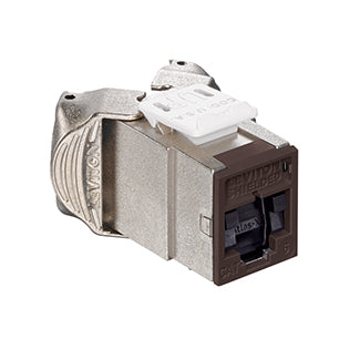 Leviton Atlas-X1 CAT6 Shielded QuickPort Connector With Shutters Brown (61SJK-SB6)