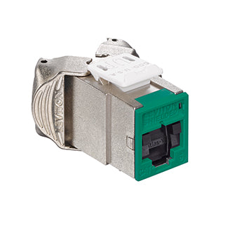 Leviton Atlas-X1 CAT6 Shielded QuickPort Connector With Shutters Green (61SJK-SV6)