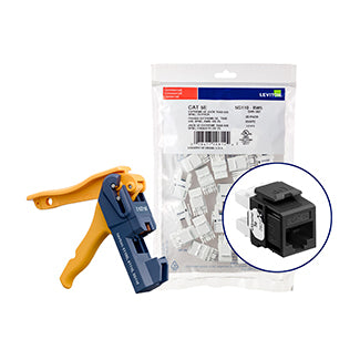 Leviton 150 Extreme CAT5e QuickPort Connectors Black Kitted With Jack Rapid Tool (5G110-JE5)