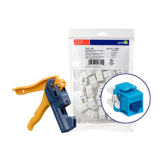 Leviton 150 Extreme CAT5e QuickPort Connectors Blue Kitted With Jack Rapid Tool (5G110-JL5)