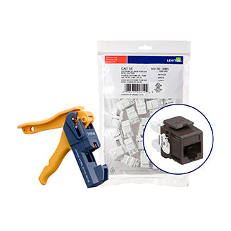 Leviton 150 Extreme CAT5e QuickPort Connectors Brown Kitted With Jack Rapid Tool (5G110-JB5)