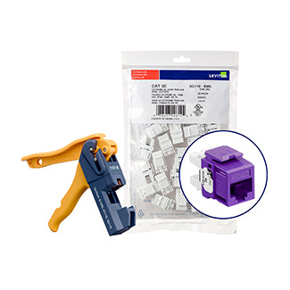 Leviton 150 Extreme CAT5e QuickPort Connectors Purple Kitted With Jack Rapid Tool (5G110-JP5)