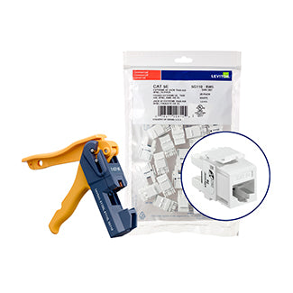 Leviton 150 Extreme CAT5e QuickPort Connectors White Kitted With Jack Rapid Tool (5G110-JW5)
