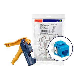 Leviton 150 Extreme CAT6 QuickPort Connectors Blue Kitted With Jack Rapid Tool (61110-JL6)