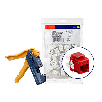 Leviton 150 Extreme CAT6 QuickPort Connectors Crimson Kitted With Jack Rapid Tool (61110-JC6)