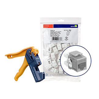 Leviton 150 Extreme CAT6 QuickPort Connectors Grey Kitted With Jack Rapid Tool (61110-JG6)