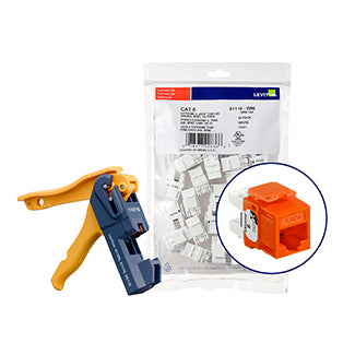 Leviton 150 Extreme CAT6 QuickPort Connectors Orange Kitted With Jack Rapid Tool (61110-JO6)