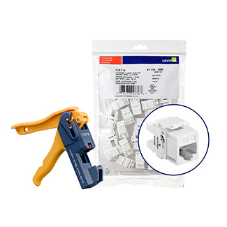 Leviton 150 Extreme CAT6 QuickPort Connectors White Kitted With Jack Rapid Tool (61110-JW6)
