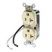 Leviton Duplex Receptacle Outlet Commercial Spec Grade Smooth Face 20 Amp 125V Pre-Wired Leads (Hot And Neutral) NEMA 5-20R Ivory (5340-CI)