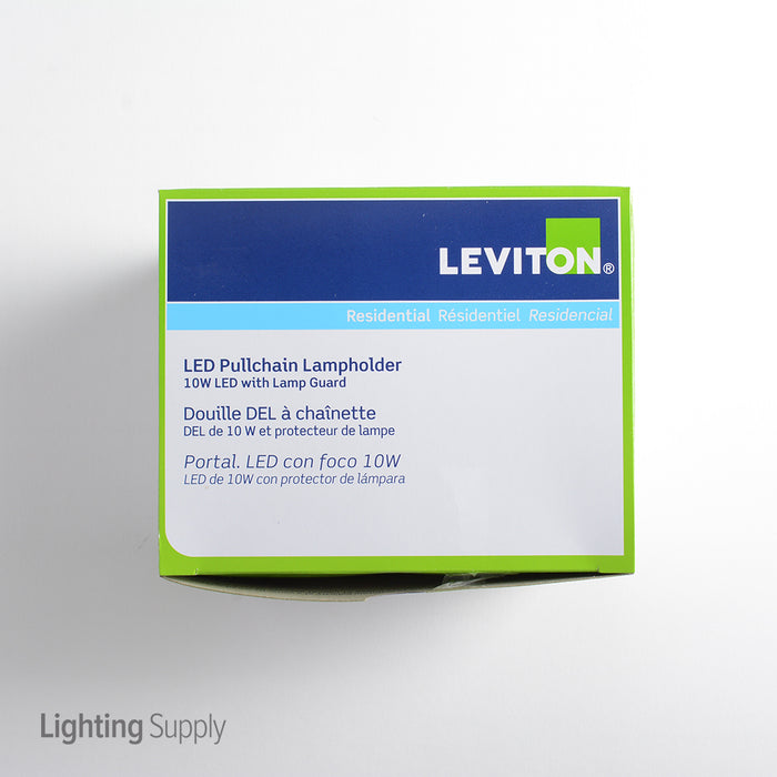 Leviton LED Ceiling Pull-Chain Lamp Holder With GU24 LED Lamp And Guard 10W-120VAC 60Hz Energy Star Qualified White 3000K (9852-LED)
