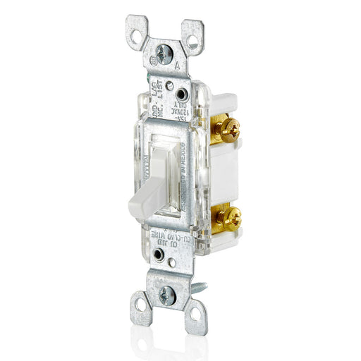Leviton LED Toggle Illuminated Switch Single-Pole 15A Grounding White (L1461-2W)