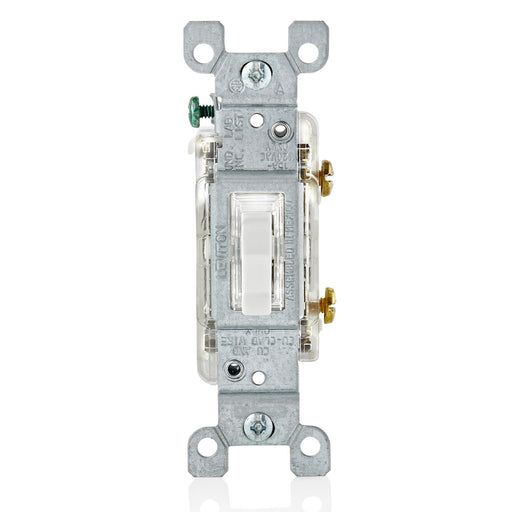 Leviton LED Toggle Illuminated Switch Single-Pole 15A Grounding White (L1461-2W)