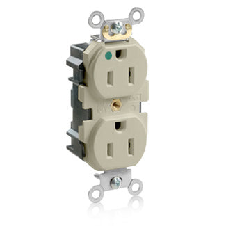 Leviton Lev-Lok Duplex Receptacle Outlet Heavy-Duty Hospital Grade Tamper-Resistant Smooth Face 15 Amp 125V Modular NEMA 5-15R Ivory (MT820-I)