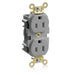 Leviton Lev-Lok Duplex Receptacle Outlet Extra Heavy-Duty Industrial Spec Grade Smooth Face 15 Amp 125V Modular NEMA Gray (M5262-GY)