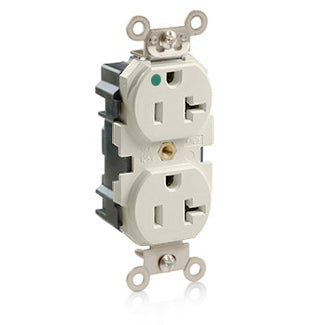 Leviton Lev-Lok Duplex Receptacle Outlet Heavy-Duty Hospital Grade Tamper-Resistant Smooth Face 20 Amp 125V Modular NEMA 5-20R Light Almond (MT830-T)