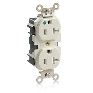 Leviton Lev-Lok Duplex Receptacle Outlet Extra Heavy-Duty Hospital Grade Tamper-Resistant Smooth Face 20 Amp 125V Modular Light Almond (M8300-SGT)