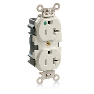 Leviton Lev-Lok Duplex Receptacle Outlet Extra Heavy-Duty Hospital Grade Smooth Face 20 Amp 125V Modular NEMA 5-20R 2-Pole Light Almond (M8300-T)