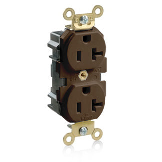 Leviton Lev-Lok Duplex Receptacle Outlet Extra Heavy-Duty Industrial Spec Grade Smooth Face 20 Amp 125V Modular NEMA 5-20R Brown (M5362)