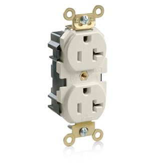 Leviton Lev-Lok Duplex Receptacle Outlet Extra Heavy-Duty Industrial Spec Grade Smooth Face 20 Amp 125V Modular NEMA 5-20R Light Almond (M5362-T)