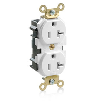 Leviton Lev-Lok Duplex Receptacle Outlet Extra Heavy-Duty Industrial Spec Grade Smooth Face 20 Amp 125V Modular NEMA 5-20R White (M5362-W)