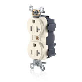 Leviton Lev-Lok Duplex Receptacle Outlet Heavy-Duty Industrial Spec Grade Tamper-Resistant Smooth Face 20 Amp 125V Light Almond (MT563-ST)