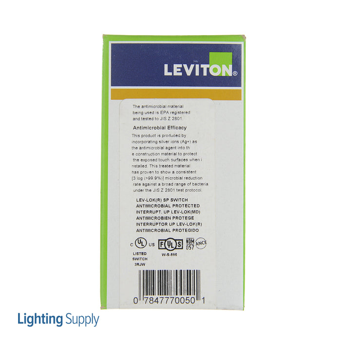 Leviton 20 Amp 120/277V Antimicrobial Treated Toggle Single-Pole AC Quiet Switch Lev-Lok Modular Extra Heavy-Duty Spec Grade Red (AM120-R)