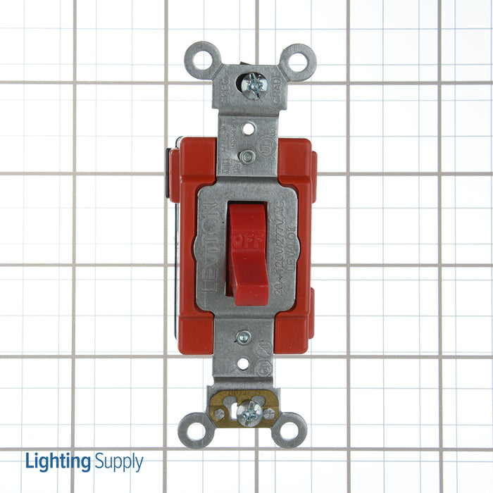 Leviton 20 Amp 120/277V Antimicrobial Treated Toggle Single-Pole AC Quiet Switch Lev-Lok Modular Extra Heavy-Duty Spec Grade Red (AM120-R)