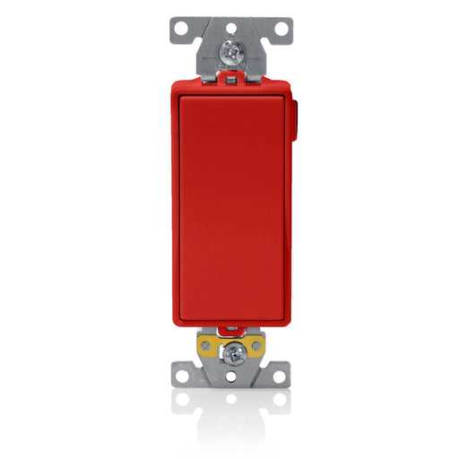 Leviton Lev-Lok Decora Plus 3-Way Rocker Switch Heavy-Duty Industrial Spec Grade 20 Amp 120/277VAC Modular Self-Grounding Red (M5623-R)