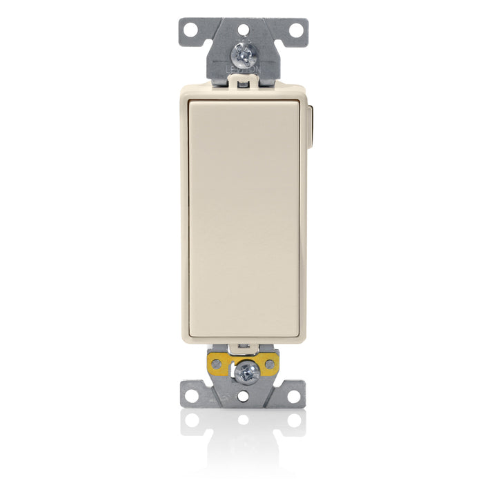 Leviton Lev-Lok Decora Plus 3-Way Rocker Switch Heavy-Duty Industrial Spec Grade 20 Amp 120/277VAC Modular Self-Grounding Light Almond (M5623-T)