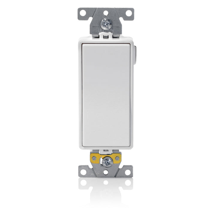 Leviton Lev-Lok Decora Plus 3-Way Rocker Switch Heavy-Duty Industrial Spec Grade 20 Amp 120/277VAC Modular Self-Grounding White (M5623-W)