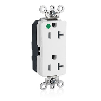 Leviton Lev-Lok Decora Plus Duplex Receptacle Outlet Extra Heavy-Duty Hospital Grade Tamper-Resistant Smooth Face 20 Amp 125V Gray (MT163-HGG)