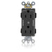 Leviton Lev-Lok Decora Plus Duplex Receptacle Outlet Heavy-Duty Industrial Spec Grade Two Outlets Marked Controlled Smooth Face Black (M1626-2SE)