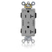 Leviton Lev-Lok Decora Plus Duplex Receptacle Outlet Heavy-Duty Industrial Spec Grade Two Outlets Marked Controlled Smooth Face 20 Amp 125V Gray (M1636-2SG)