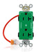 Leviton Lev-Lok Decora Plus Duplex Receptacle Outlet Heavy-Duty Industrial Spec Grade Two Outlets Marked Controlled Smooth Face 20 Amp 125V Green (M1636-2SN)