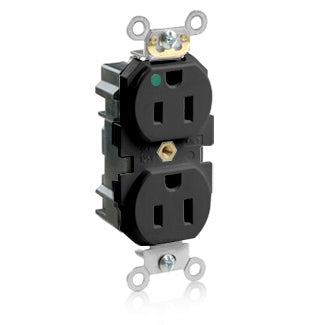 Leviton Lev-Lok Duplex Receptacle Outlet Heavy-Duty Hospital Grade Tamper-Resistant Smooth Face 15 Amp 125V Modular NEMA 5-15R Black (MT820-E)