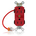 Leviton Lev-Lok Duplex Receptacle Outlet Heavy-Duty Industrial Spec Grade Split-Circuit One Outlet Marked Controlled Smooth Face 15 Amp 125V Red (M5262-1CR)